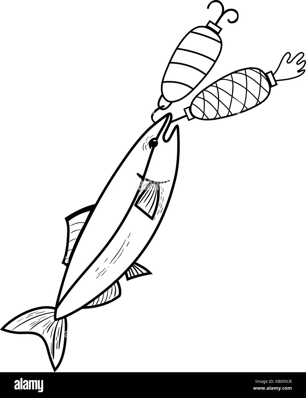 Linea bitting pesce spinner oggetto per la cattura di esso Illustrazione Vettoriale