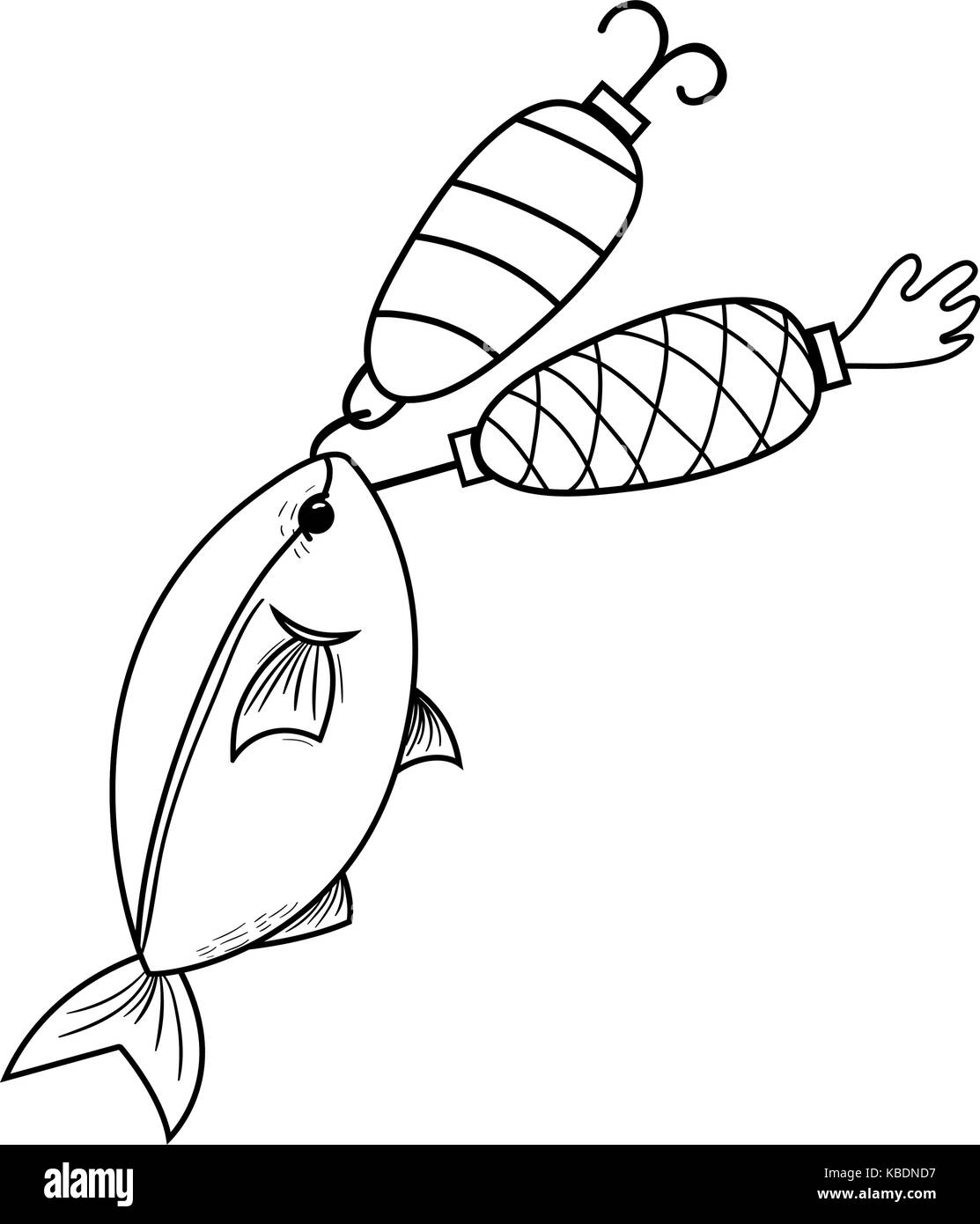 Linea bitting pesce spinner oggetto per la cattura di esso Illustrazione Vettoriale