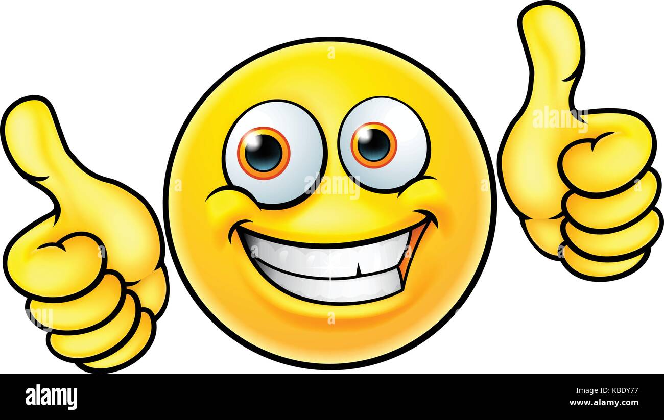 Felice Thumbs up emoticon emoji Illustrazione Vettoriale