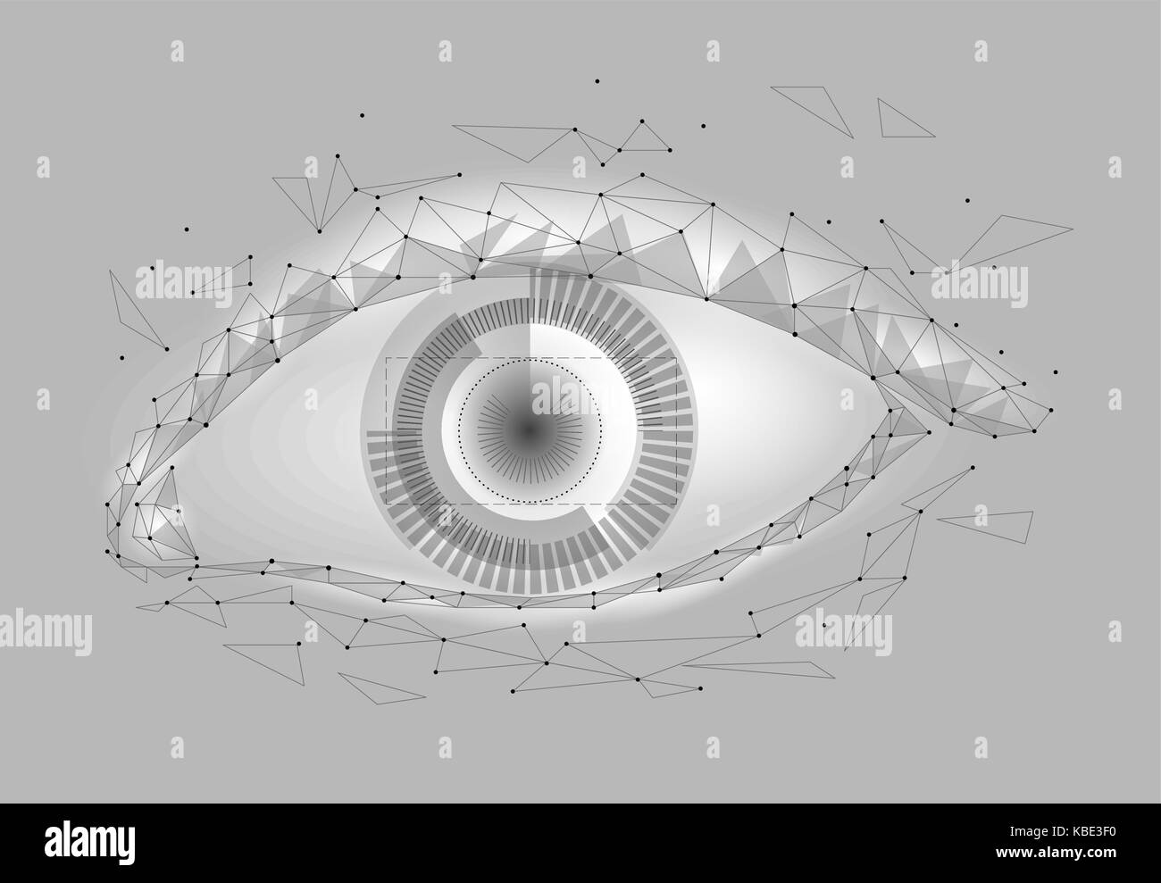 Android umano occhio cyborg futuristico di protezione di controllo personale di sicurezza internet access.concetto robot sistema dna, future tecnologie scientifiche innova Illustrazione Vettoriale