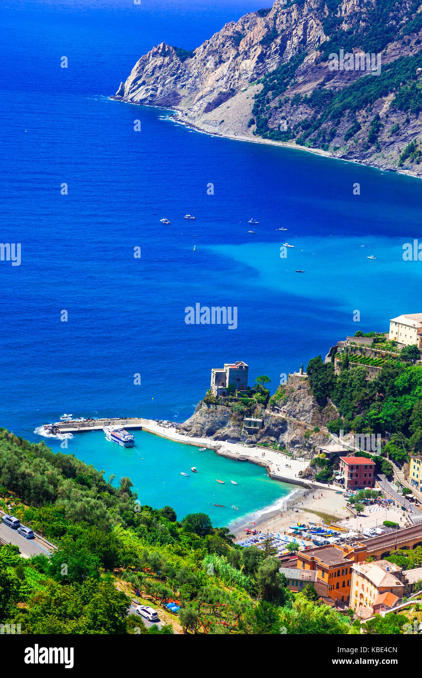 Vista panoramica di Monterosso al mare,cinque terre,Liguria,l'Italia. Foto Stock