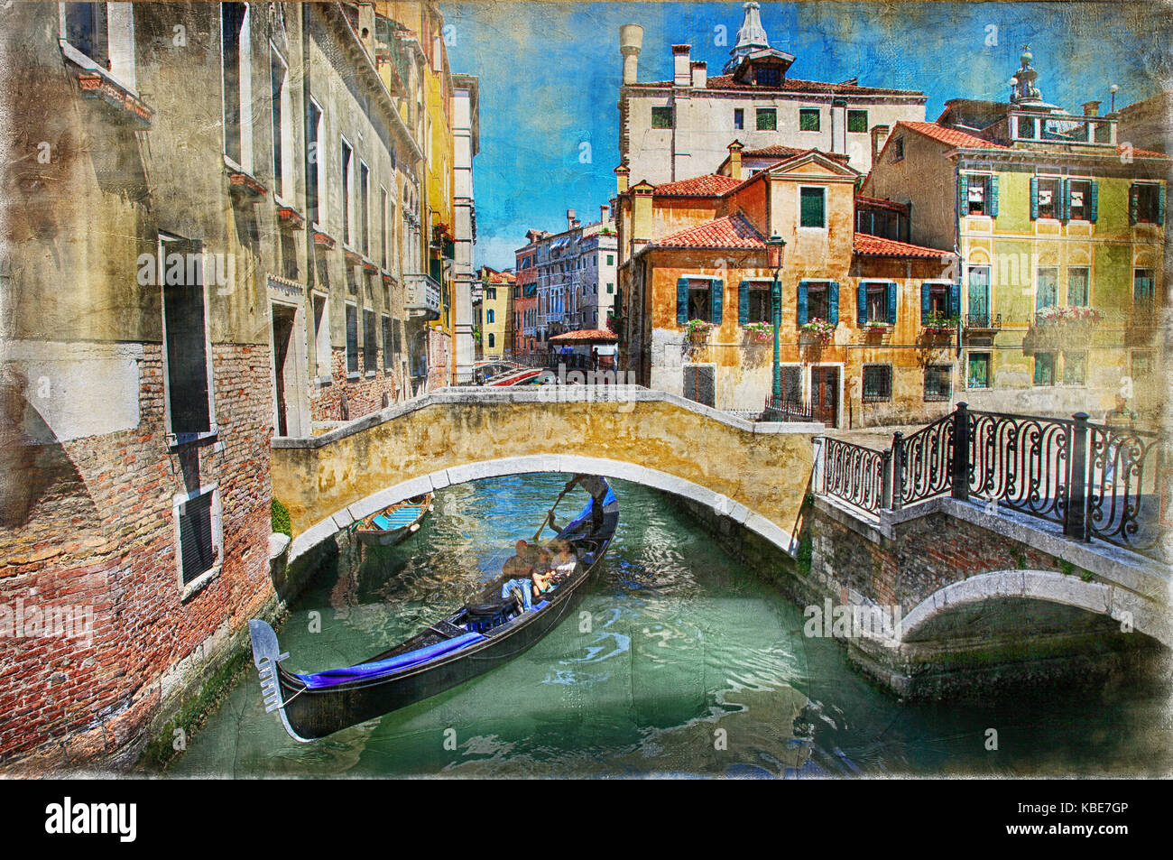 Bella romantica Venezia - Foto artistiche in stile della pittura Foto Stock