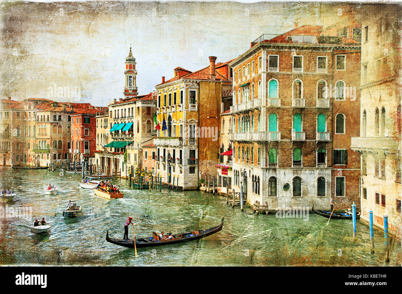 Bella romantica Venezia - Foto artistiche in stile della pittura Foto Stock