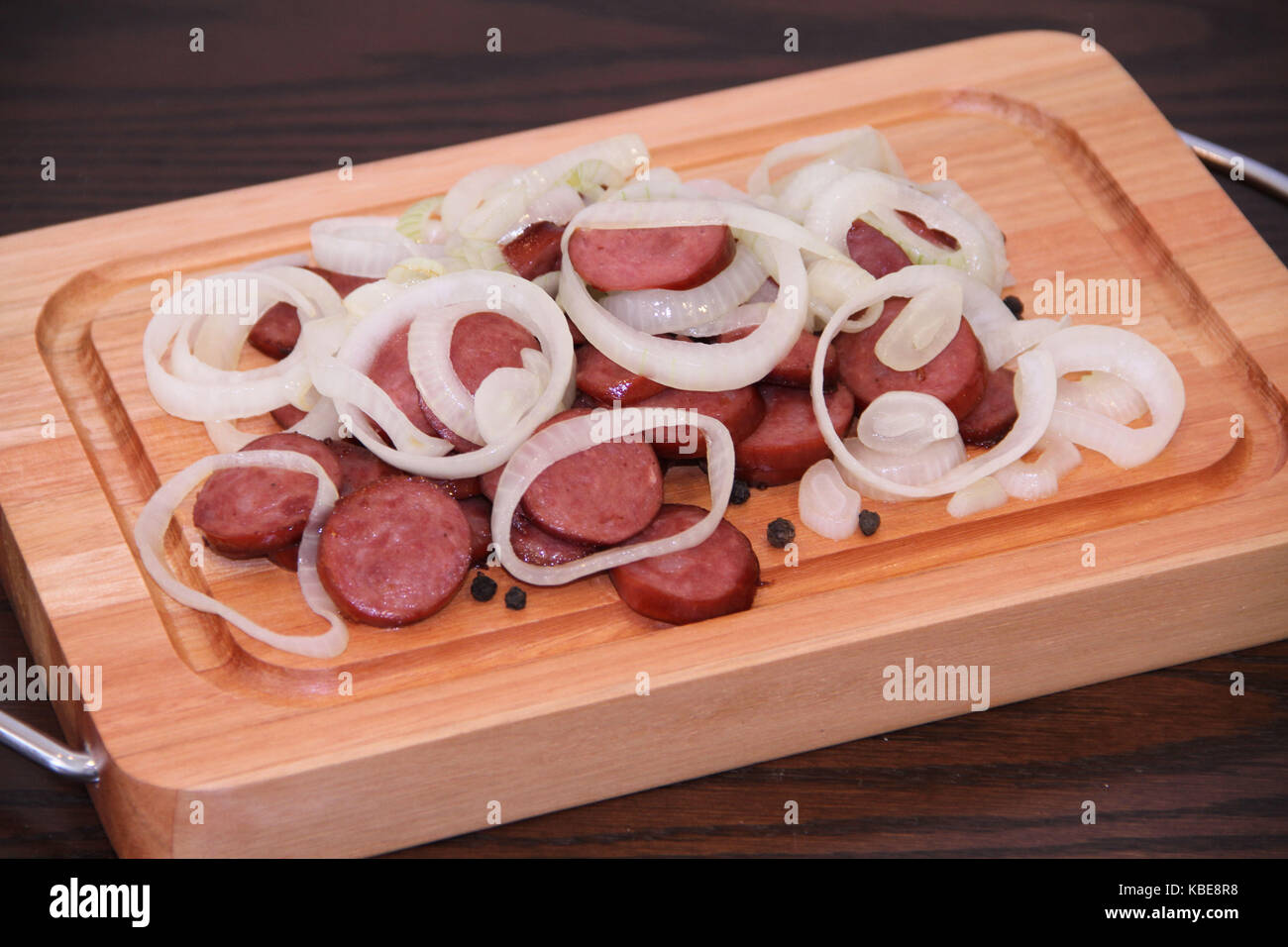 Salsicce, salsiccia per pizza, cipolle, São Paulo, Brasile. Foto Stock