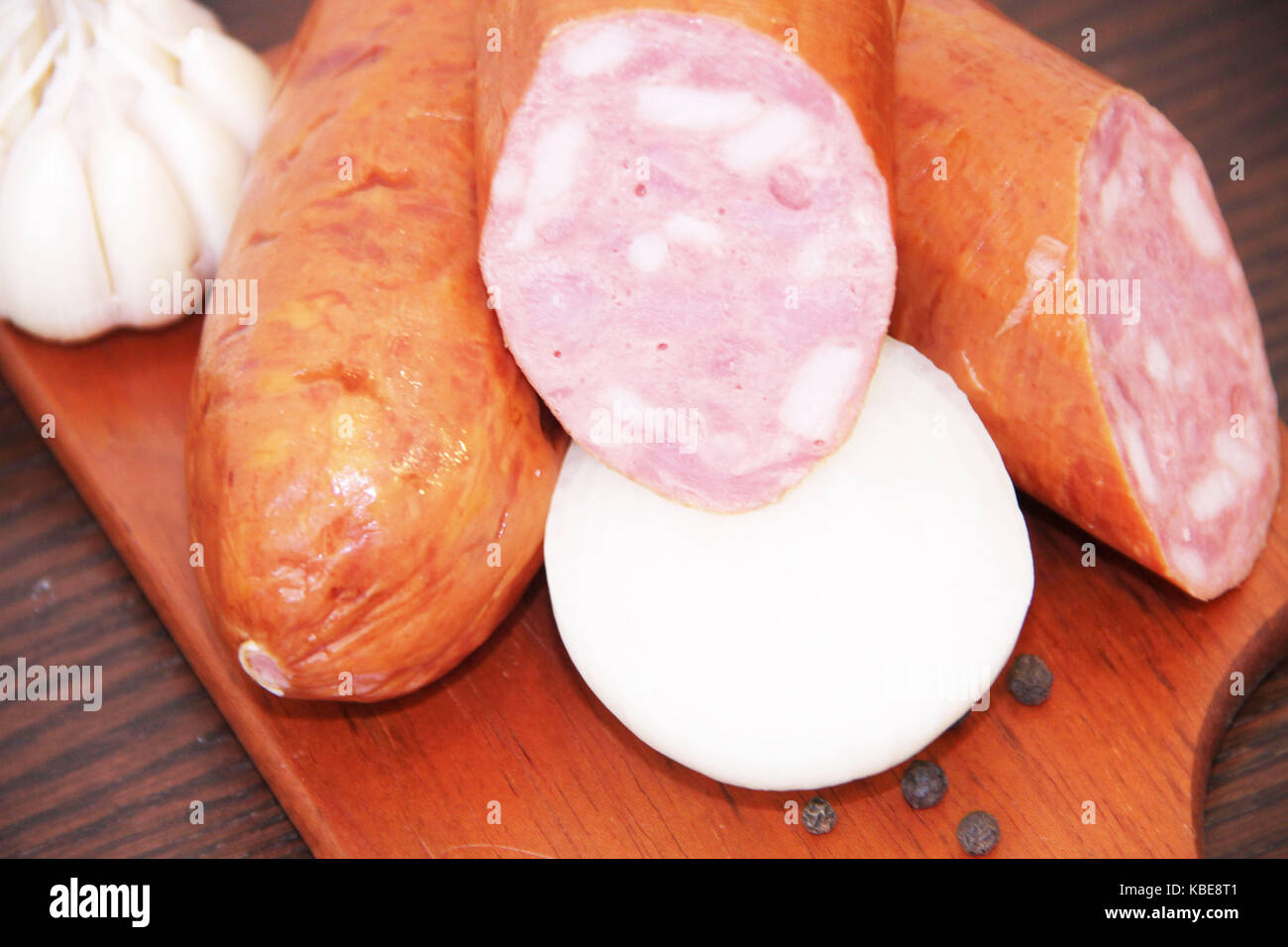 Salsicce, salsiccia per pizza, cipolle, aglio, São Paulo, Brasile. Foto Stock