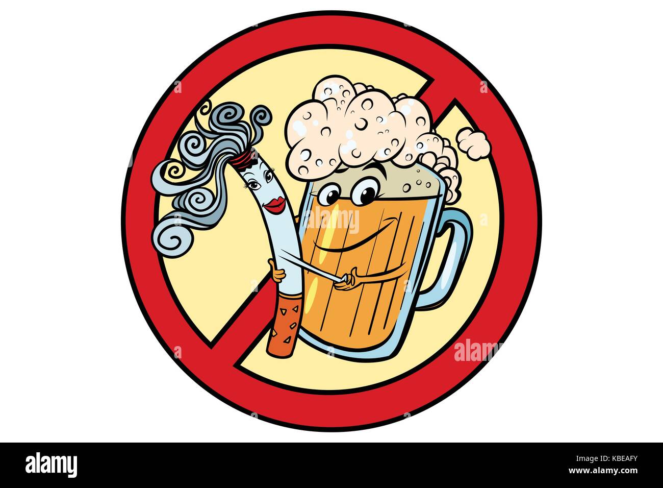 Birra e sigaretta, divieto di segno Illustrazione Vettoriale