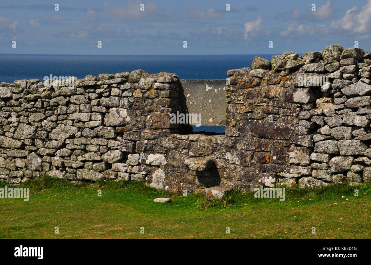 Granito pietra secca parete con stile su Lundy Island, Devon, Regno Unito Foto Stock