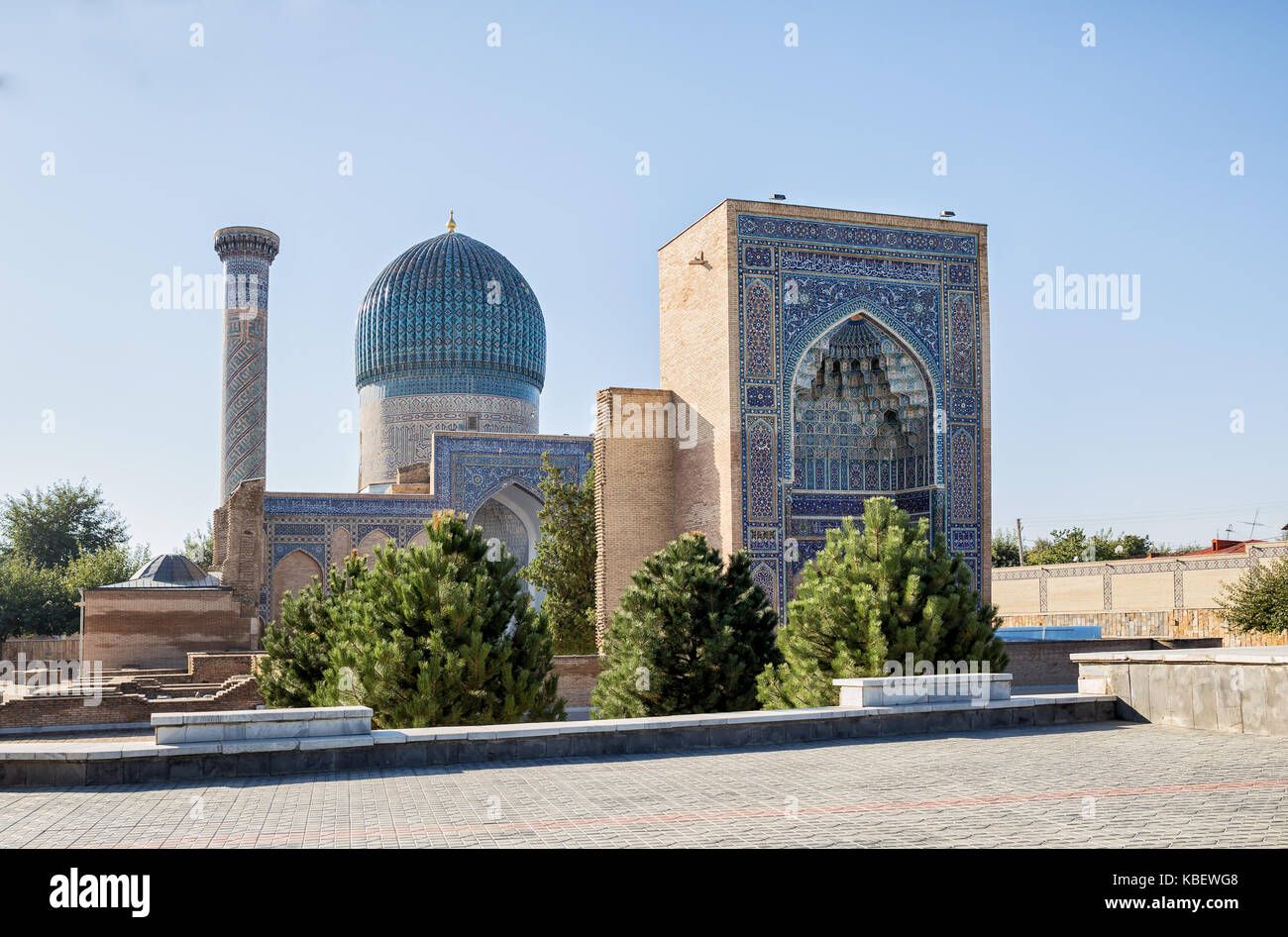 Gur-emir mausoleo di Tamerlano (Amir Timur) e la sua famiglia in Samarcanda, Uzbekistan Foto Stock