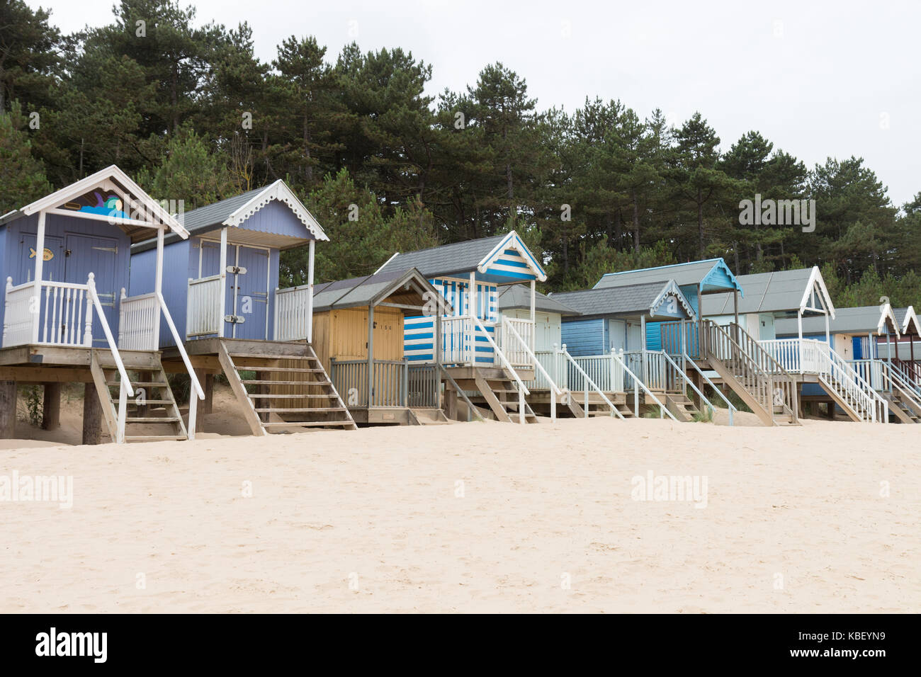 Cabine sulla spiaggia, a Wells-next-il-Mare, Norfolk Foto Stock