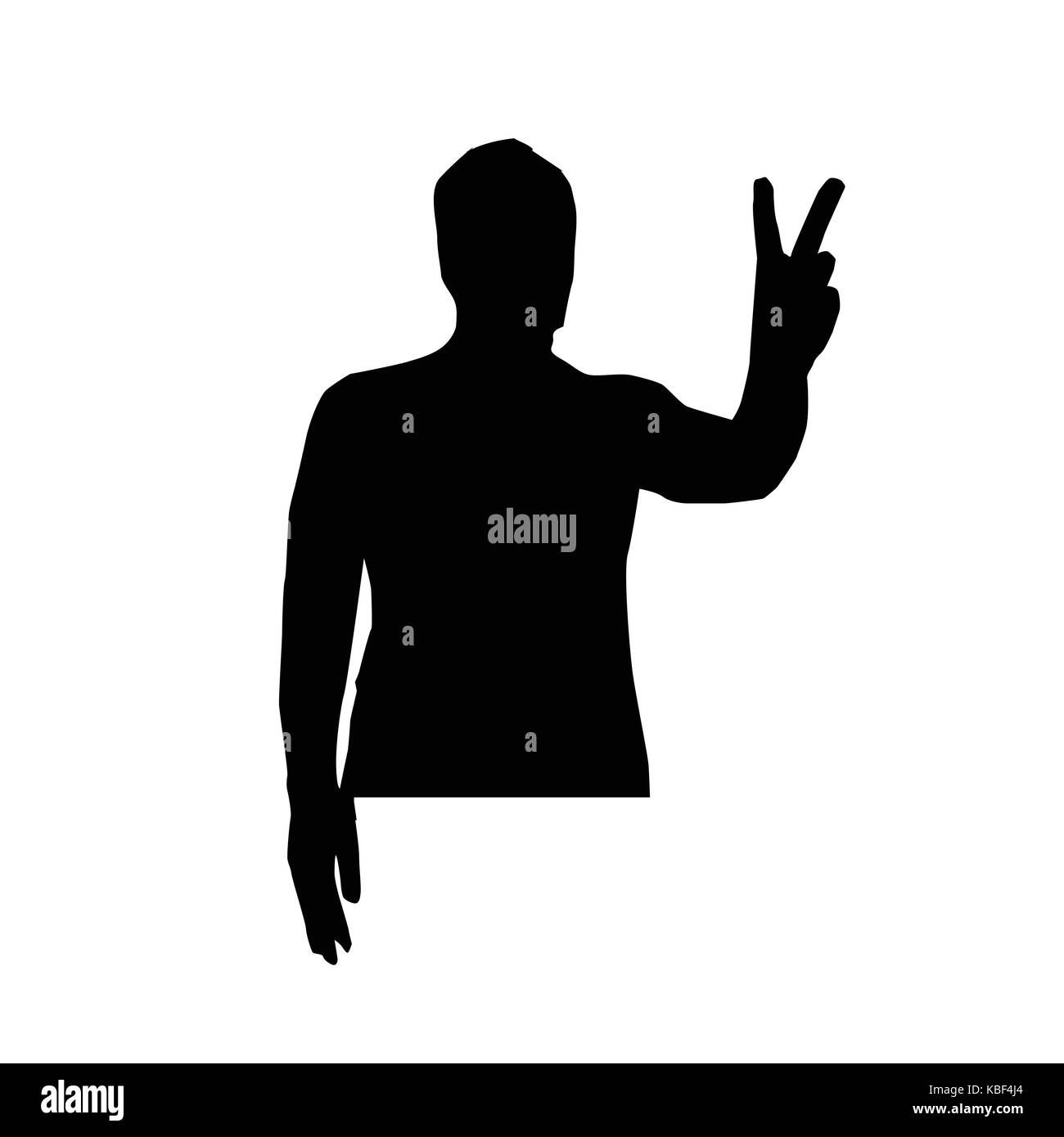 L'uomo mostra numero due silhouette, illustrazione design, isolati su sfondo bianco. Illustrazione Vettoriale L'uomo mostra numero due silhouette, illustrazione design, isolati su sfondo bianco. Illustrazione Vettoriale
