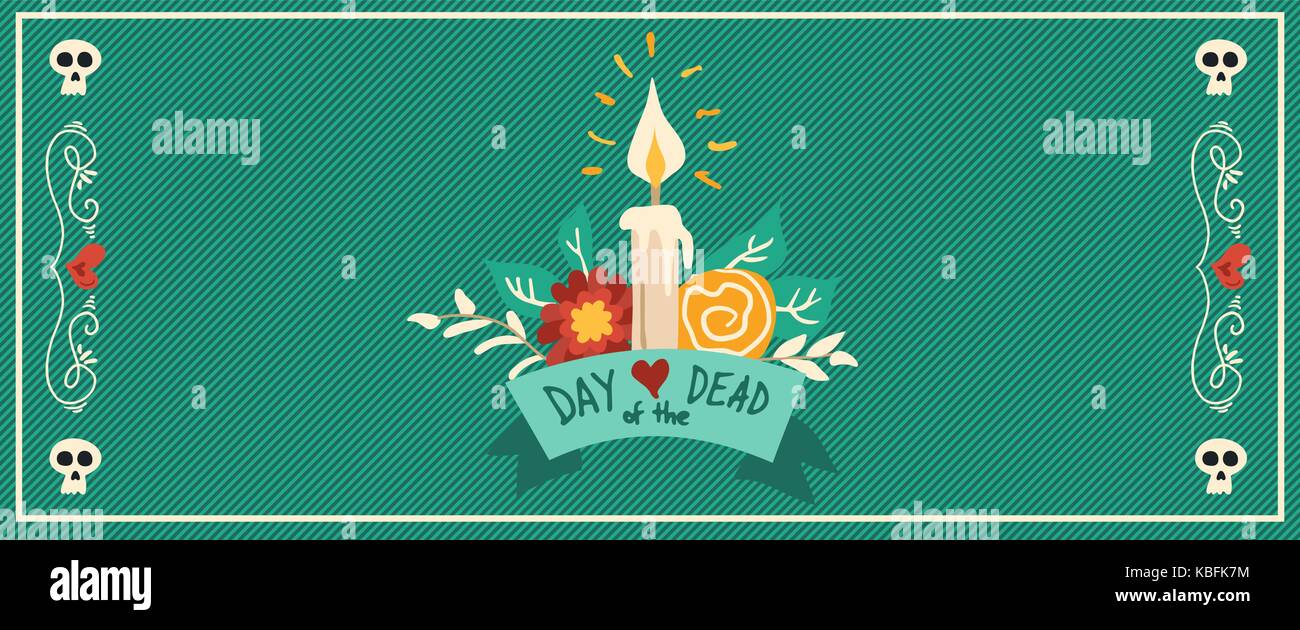 Il giorno dei morti banner per la Festa messicana, tradizionale disegnata a mano funerale bouquet di fiori decorazione con la tipografia preventivo. eps10 vettore. Illustrazione Vettoriale