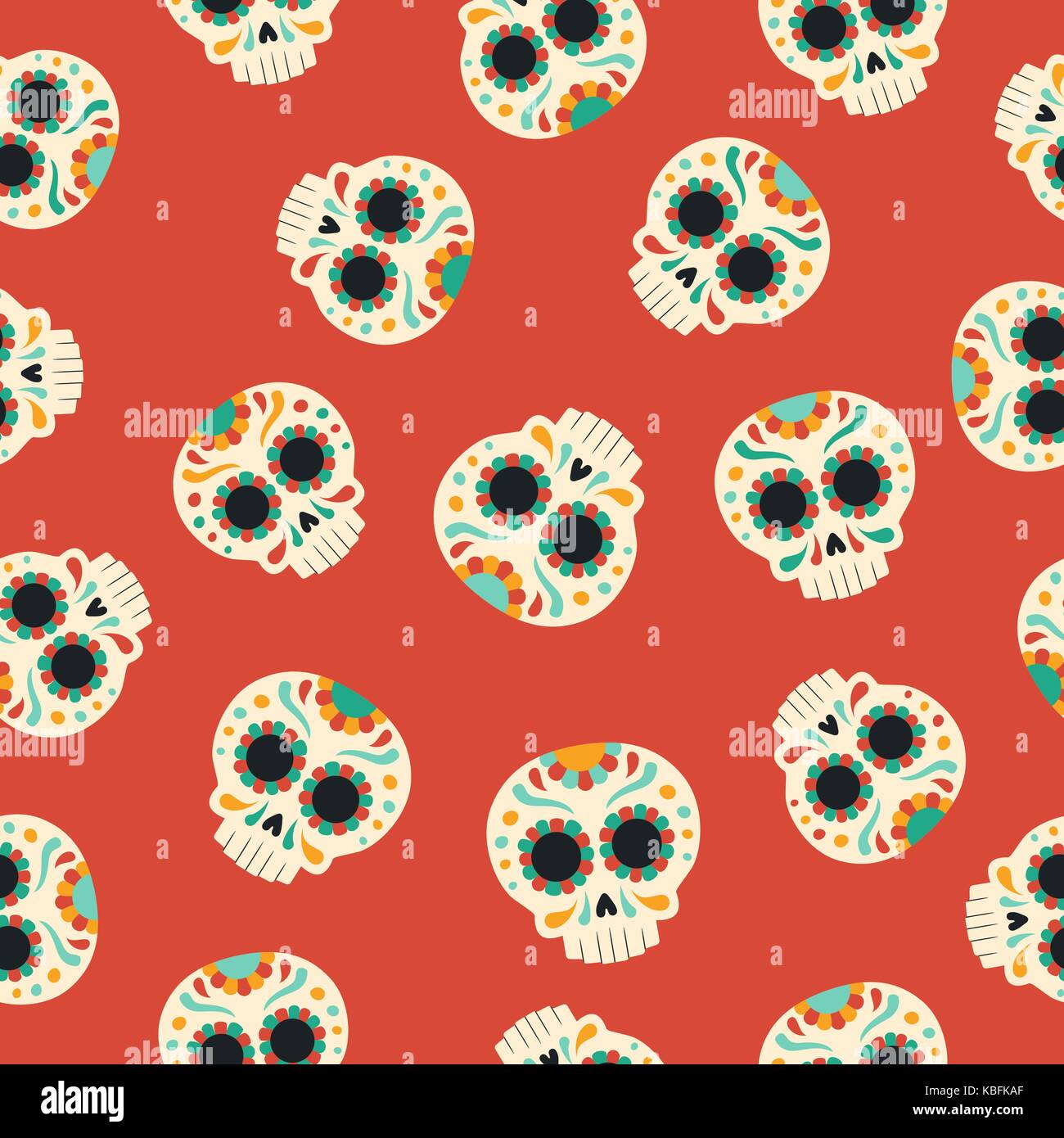 Il giorno dei morti seamless pattern con tradizionali disegnati a mano messicano teschio di zucchero decorazione. eps10 vettore. Illustrazione Vettoriale