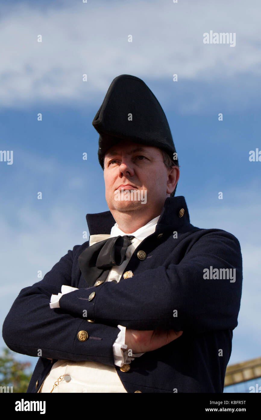 Ritratto del XIX secolo british naval officer, come interpretato dagli storici ri-enactor stuart wilby. Foto Stock