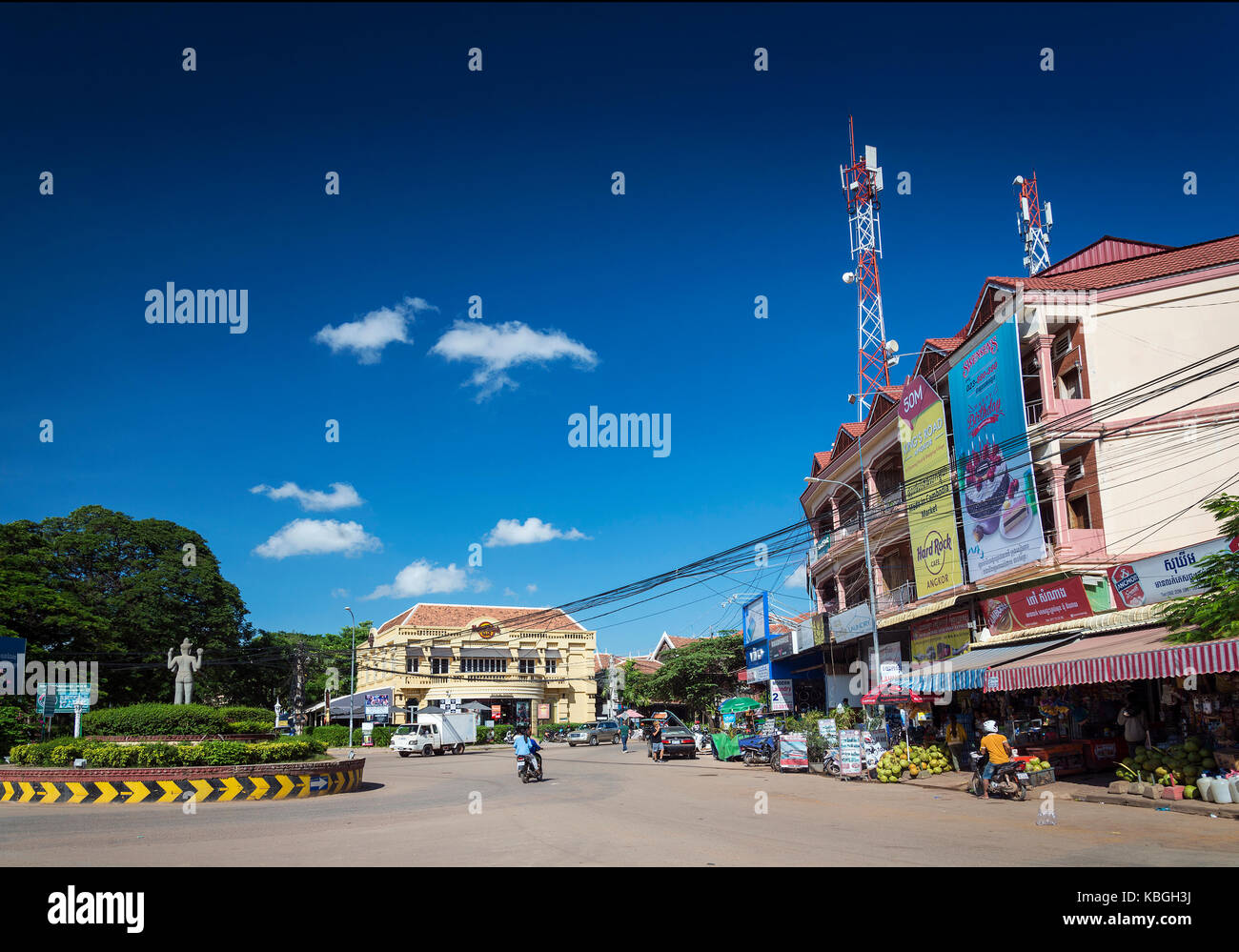 Wat damnak rotonda nel centro di siem reap città nei pressi di Angkor Wat Cambogia Foto Stock
