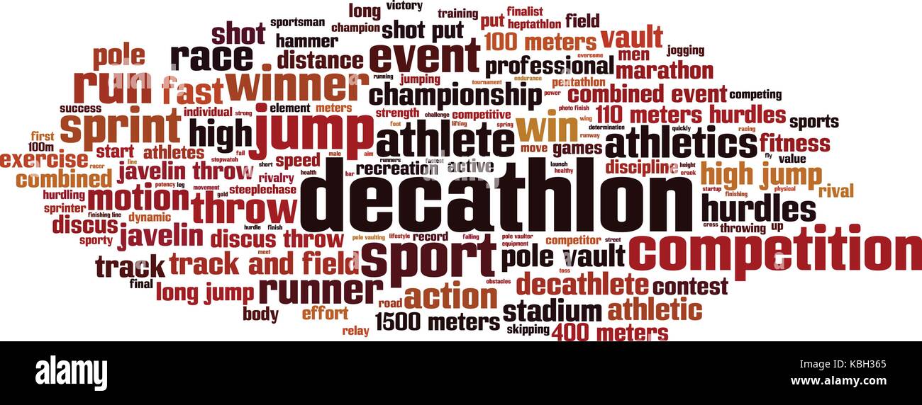 Decathlon parola concetto cloud. illustrazione vettoriale Illustrazione Vettoriale