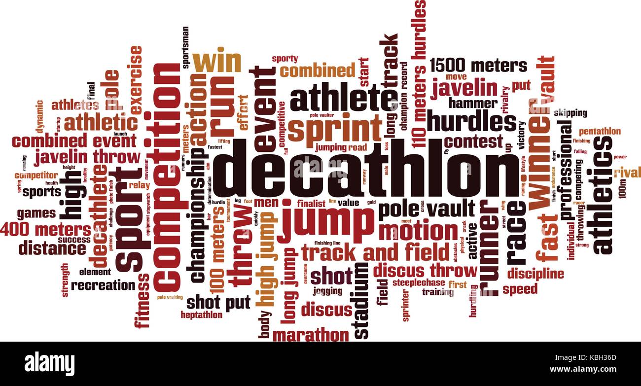 Decathlon parola concetto cloud. illustrazione vettoriale Illustrazione Vettoriale