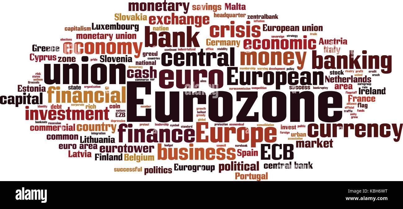 Eurozona parola concetto cloud. illustrazione vettoriale Illustrazione Vettoriale