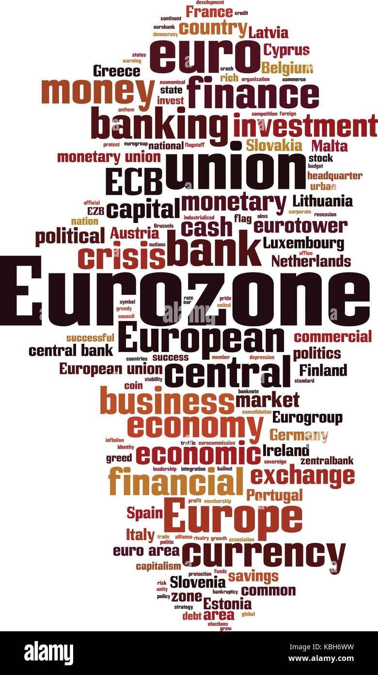 Eurozona parola concetto cloud. illustrazione vettoriale Illustrazione Vettoriale
