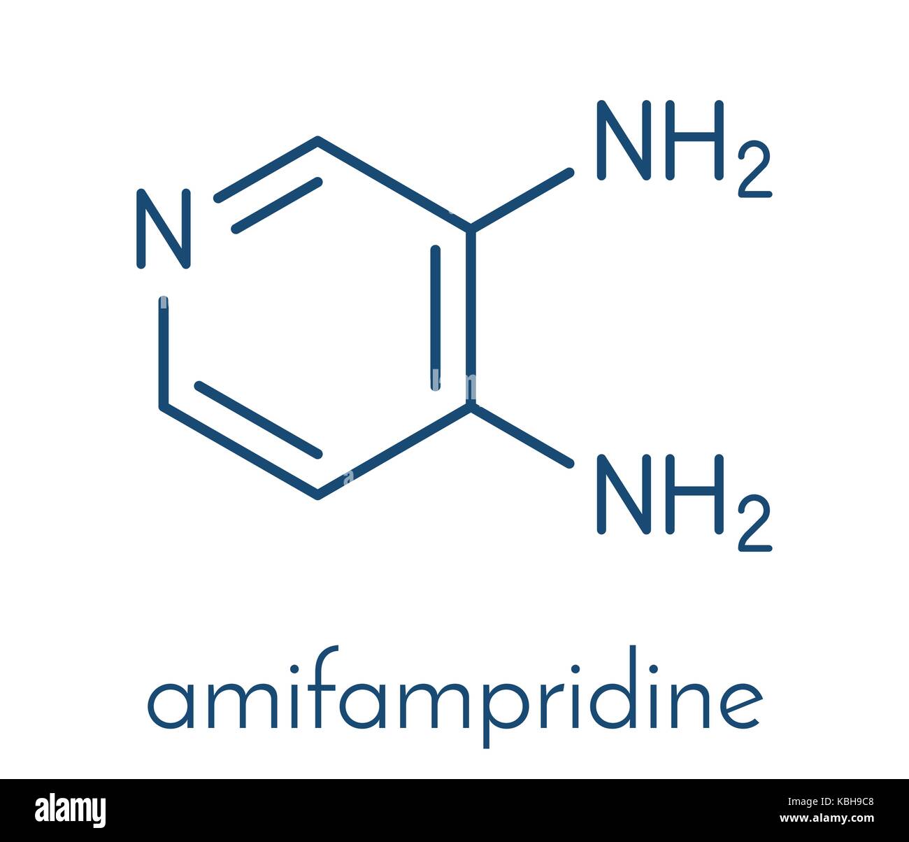 Amifampridine (3,4-diaminopyridine, 3,4-dap) farmaco orfano. usato per il trattamento di rare malattie muscolo scheletrico. formula. Illustrazione Vettoriale