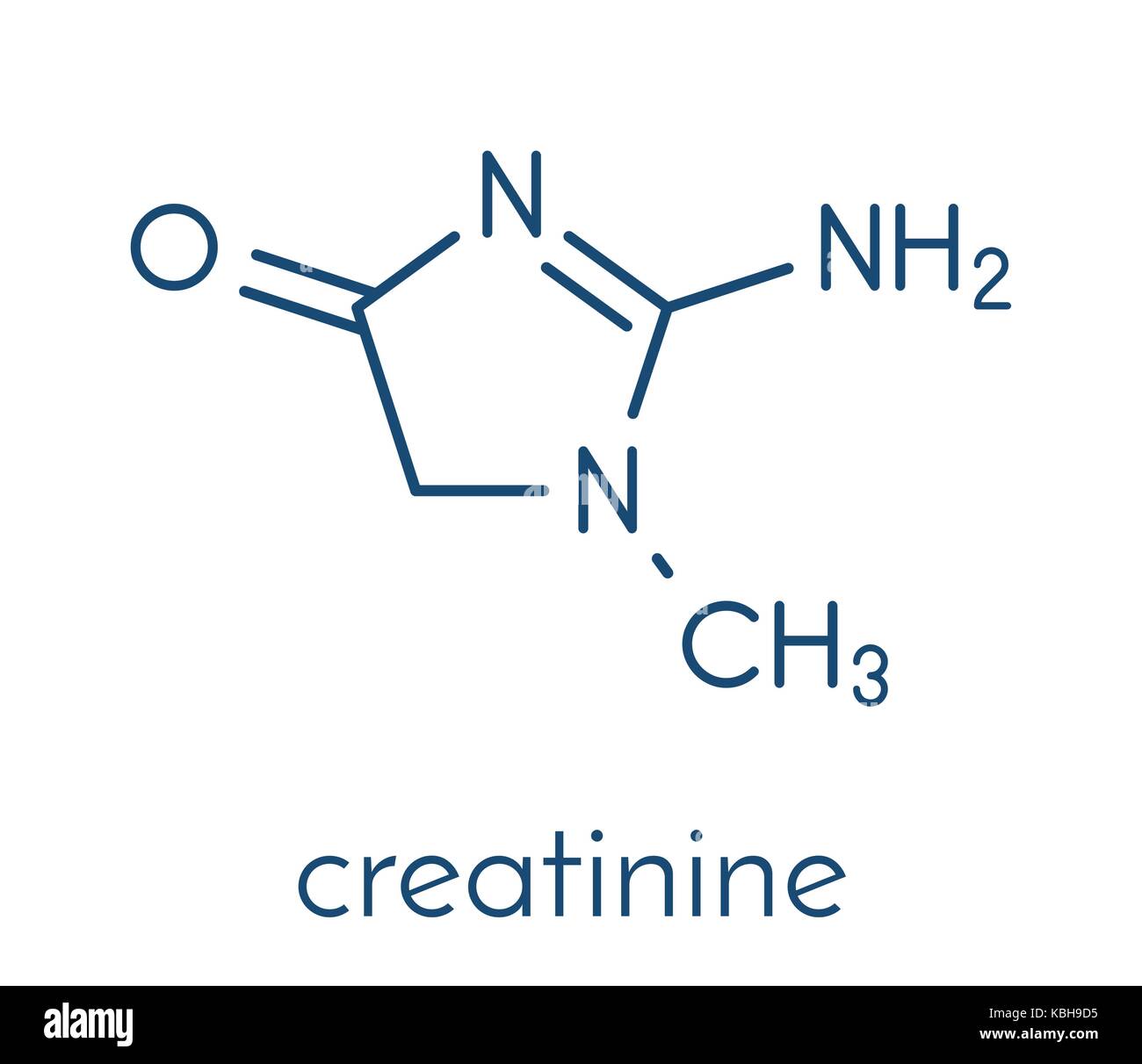 Molecola di creatinina. creatina ripartizione prodotto. la clearance della  creatinina è utilizzato per misurare la funzione renale. formula  scheletrico Immagine e Vettoriale - Alamy