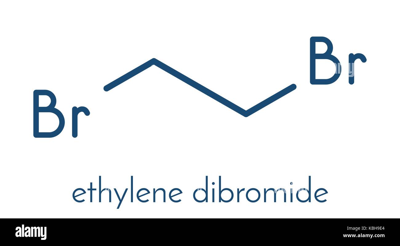 Dibromuro di etilene (edb, 1,2-dibromoetano) fumigante molecola di formula scheletrico. Illustrazione Vettoriale