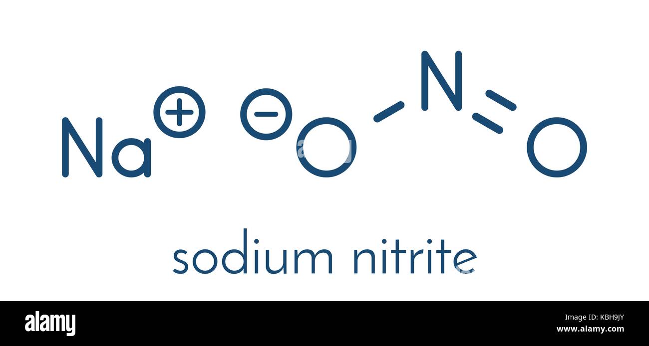 Il nitrito di sodio, struttura chimica. sali nitriti sono usati nella  polimerizzazione di carne. formula scheletrico Immagine e Vettoriale - Alamy