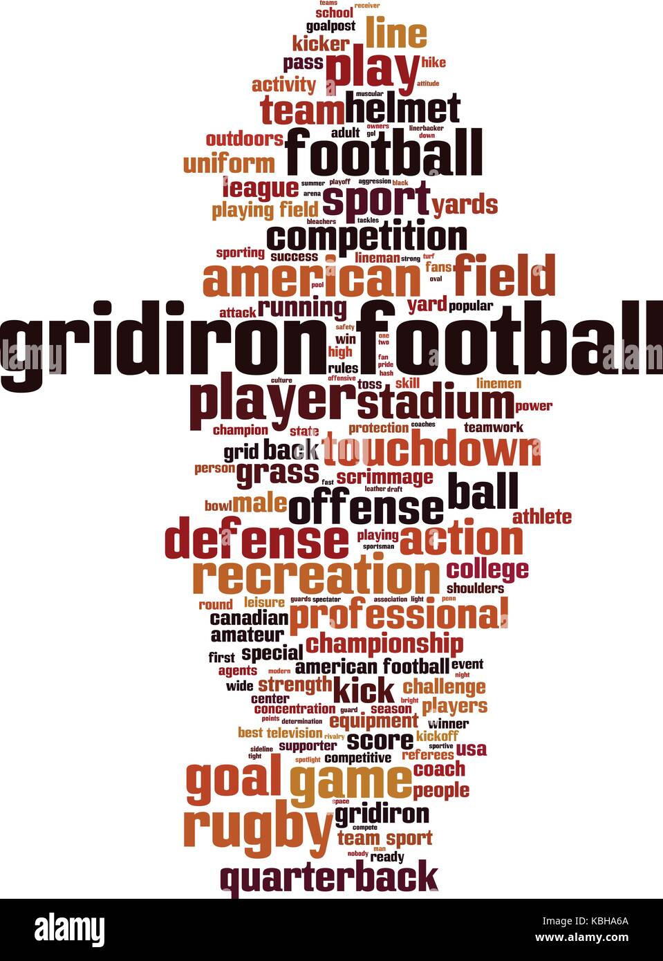 Gridiron football parola concetto cloud. illustrazione vettoriale Illustrazione Vettoriale