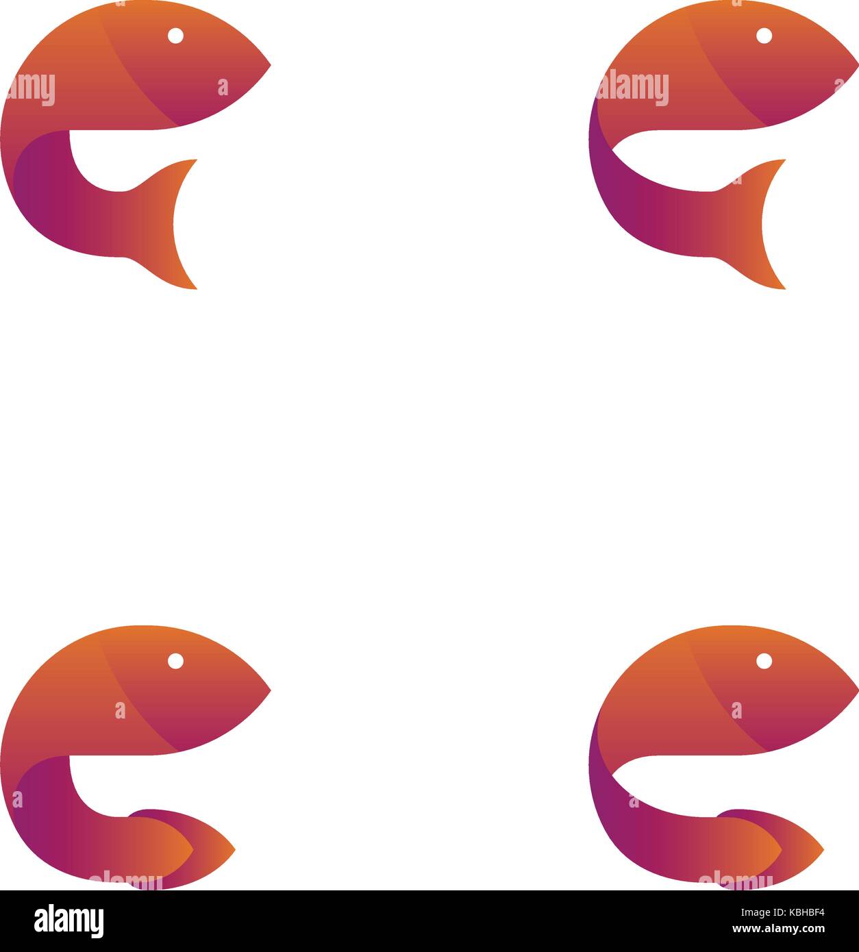 Il simbolo del pesce Imposta icona arancione gradiente viola color design illustrazione isolati su sfondo bianco, vettoriale EPS10 Illustrazione Vettoriale