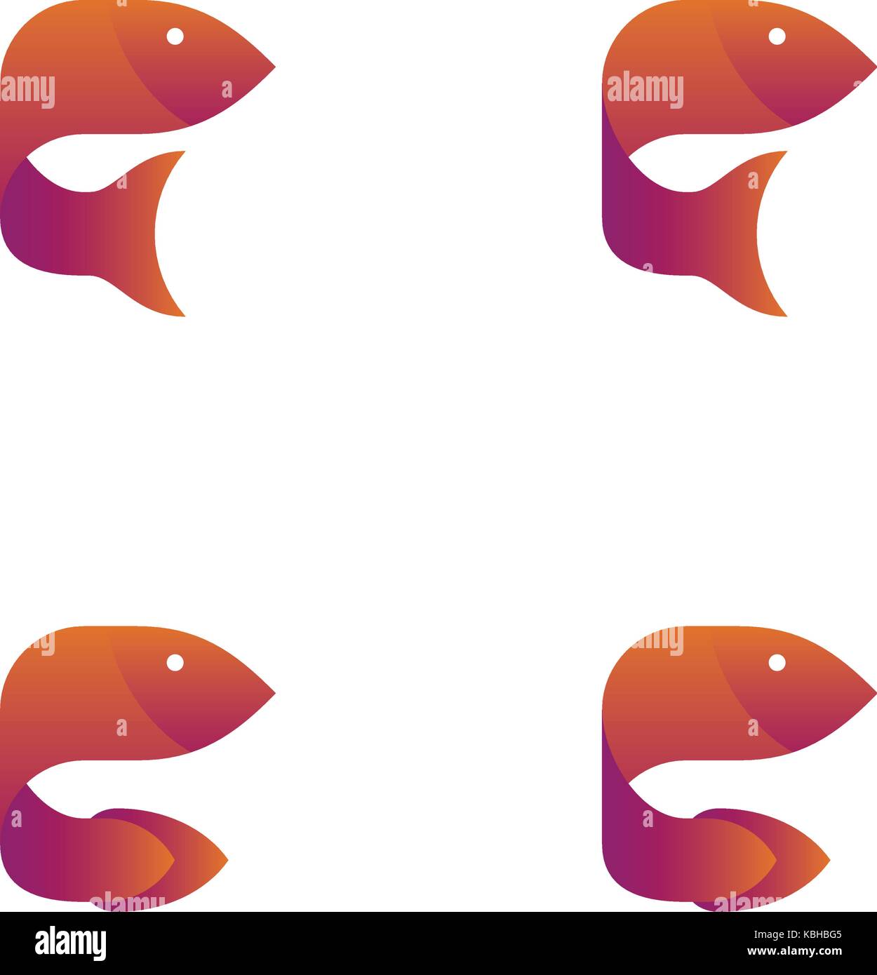 Il simbolo del pesce Imposta icona arancione gradiente viola color design illustrazione isolati su sfondo bianco, vettoriale EPS10 Illustrazione Vettoriale