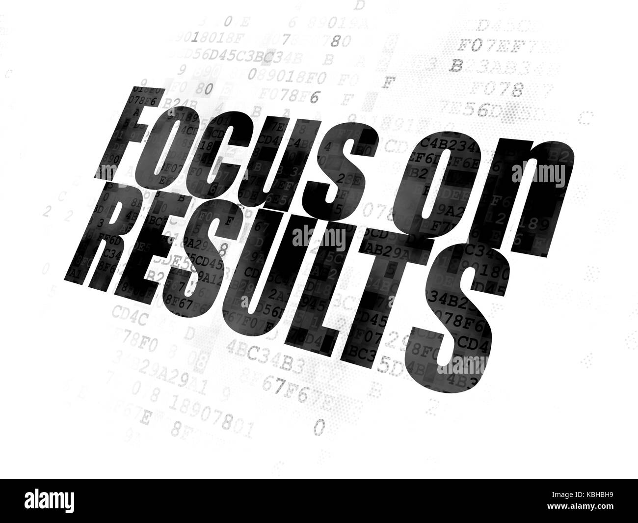 Il concetto di business: focus sui risultati su sfondo digitale Foto Stock