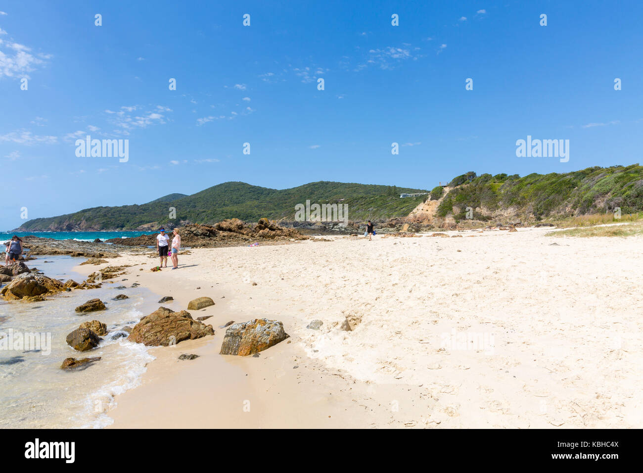 Burgess spiaggia vicino Forster sulla mezza costa nord del Nuovo Galles del Sud, Australia Foto Stock