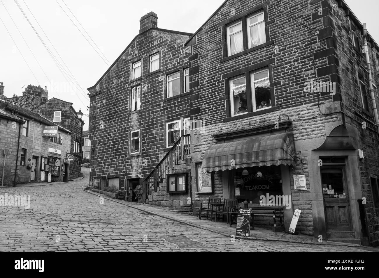 Villaggio heptonstall sala da tè, calderdale, West Yorkshire, Inghilterra, Regno Unito Foto Stock