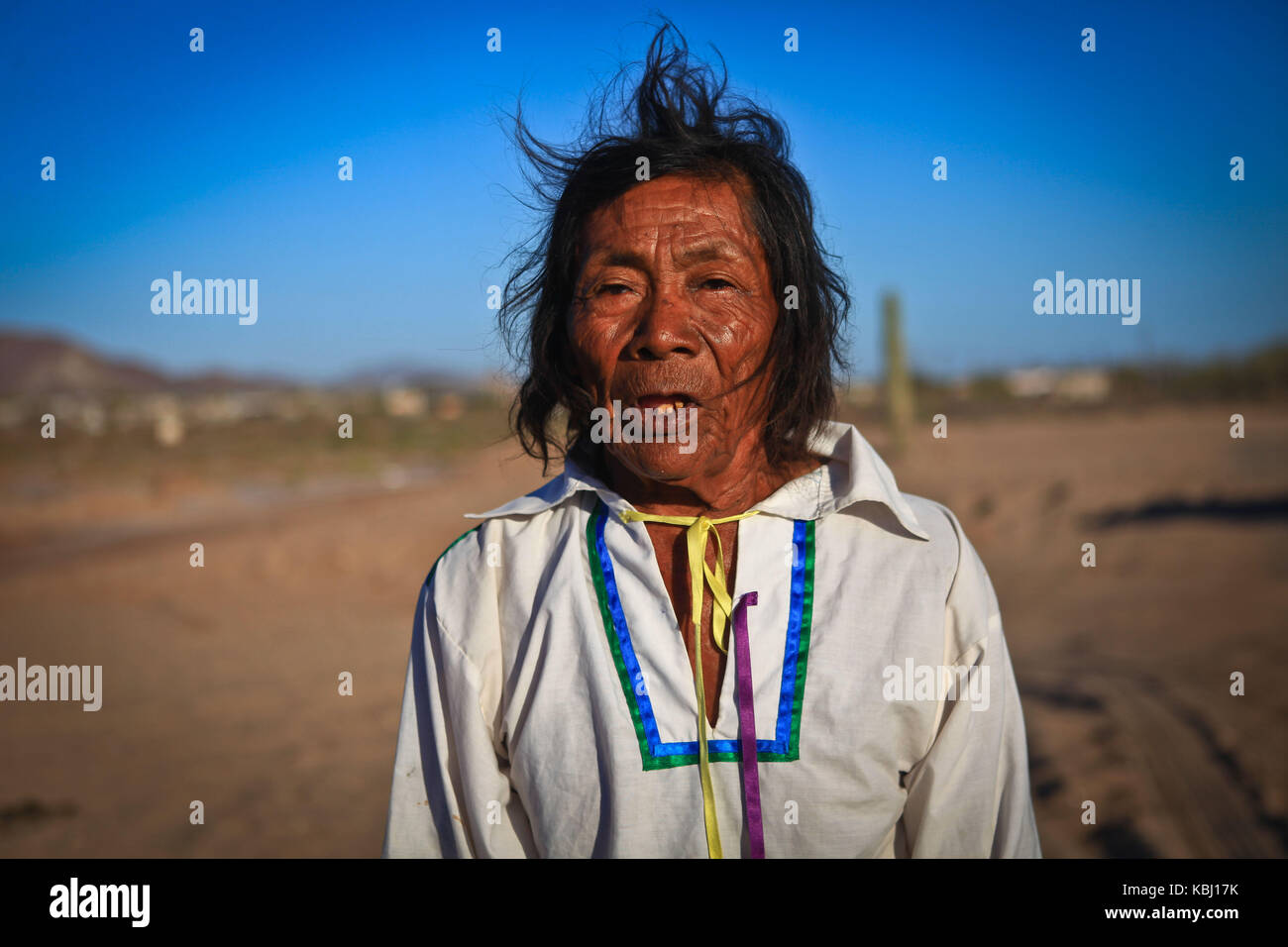Francisco ¨Capapo Barnet, sciamano del gruppo etnico seri è un personaggio mitologico della nazione Comcaac, conosciuta anche come Punta Chueca nel deserto di sonora Messico. Foto Stock
