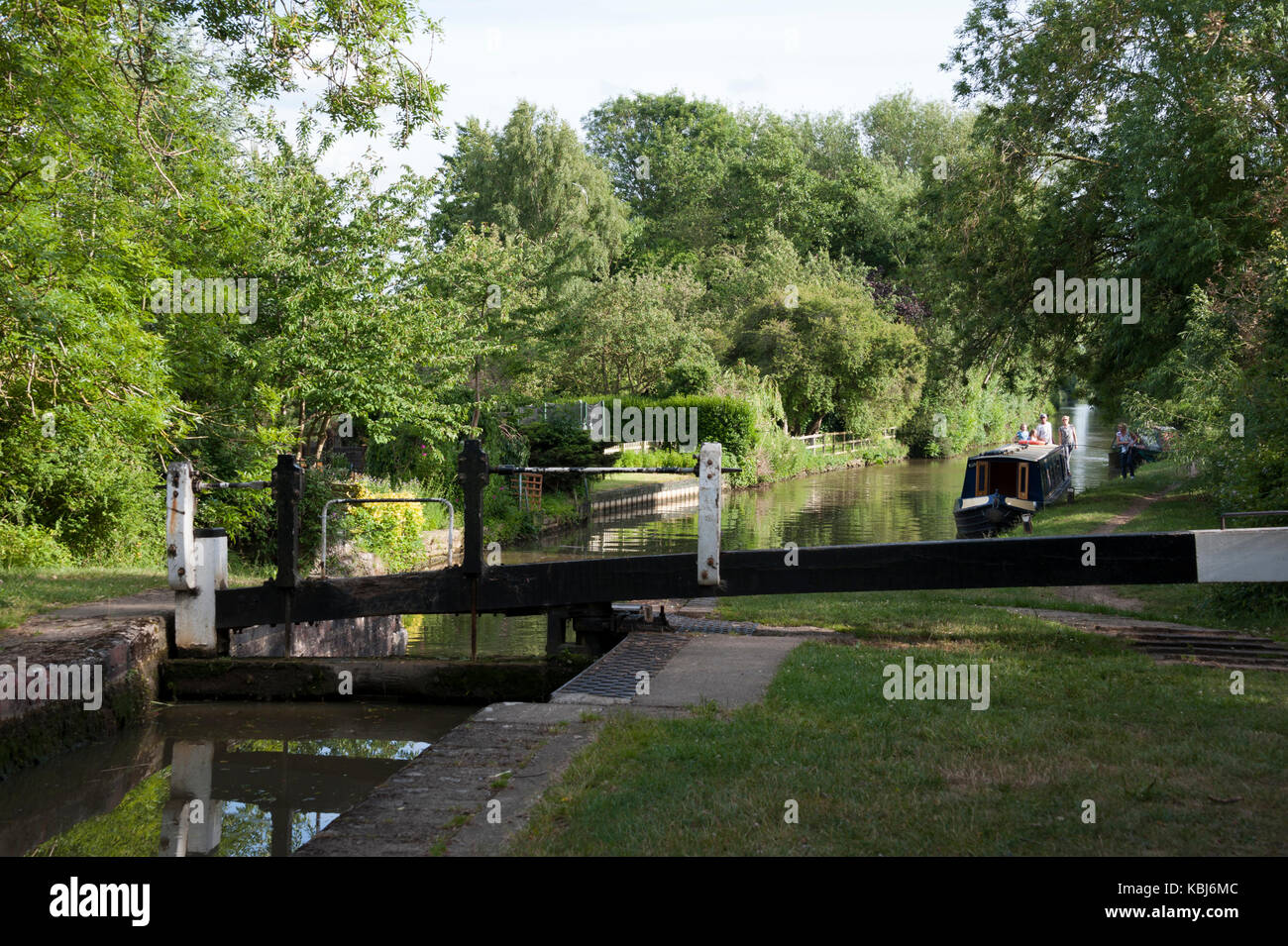 Wolvercote serratura, Oxford Canal, Oxfordshire, Regno Unito Foto Stock