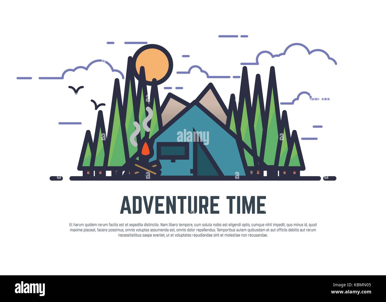 Adventure time camping Illustrazione Vettoriale