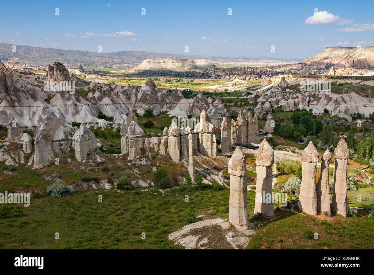 Formazioni di roccia vulcanica in Cappadocia, Turchia. Foto Stock