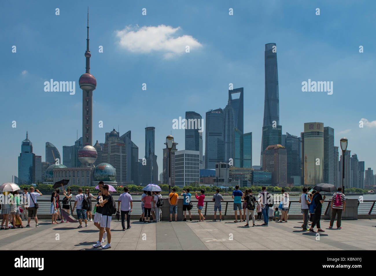 Il pudong lato del Bund, Shanghai Foto Stock