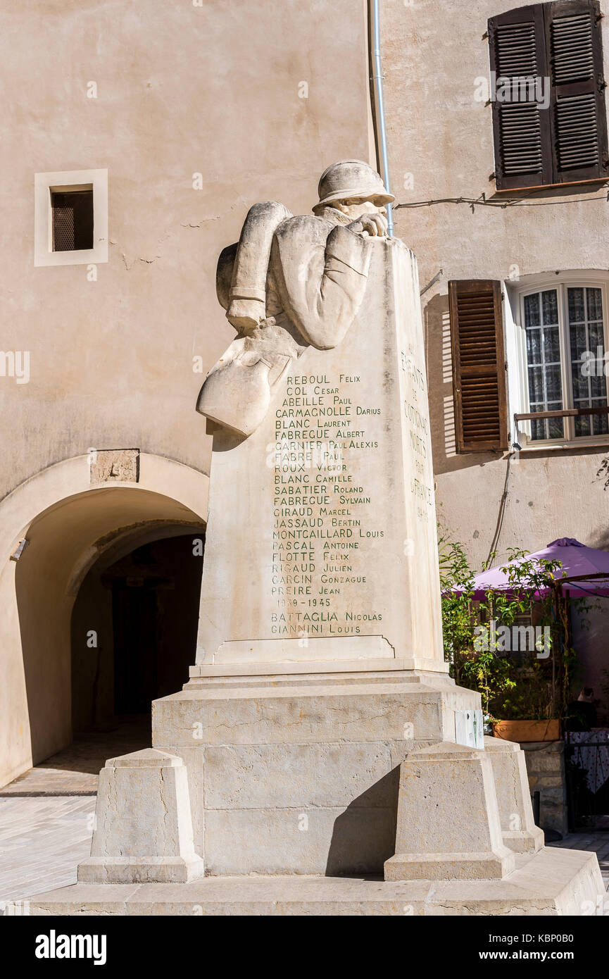 Place de la Mairie ,paesino Cotignac Provence Verte / Provence Alpes Côte d'Azur, Var Francia (83), Foto Stock