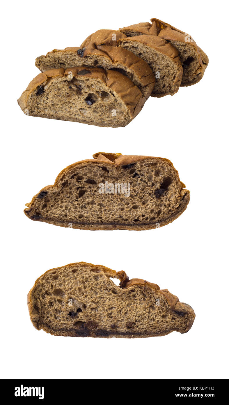 Fette di pane al cioccolato sono isolati su sfondo bianco (percorso di clipping incluso) Foto Stock