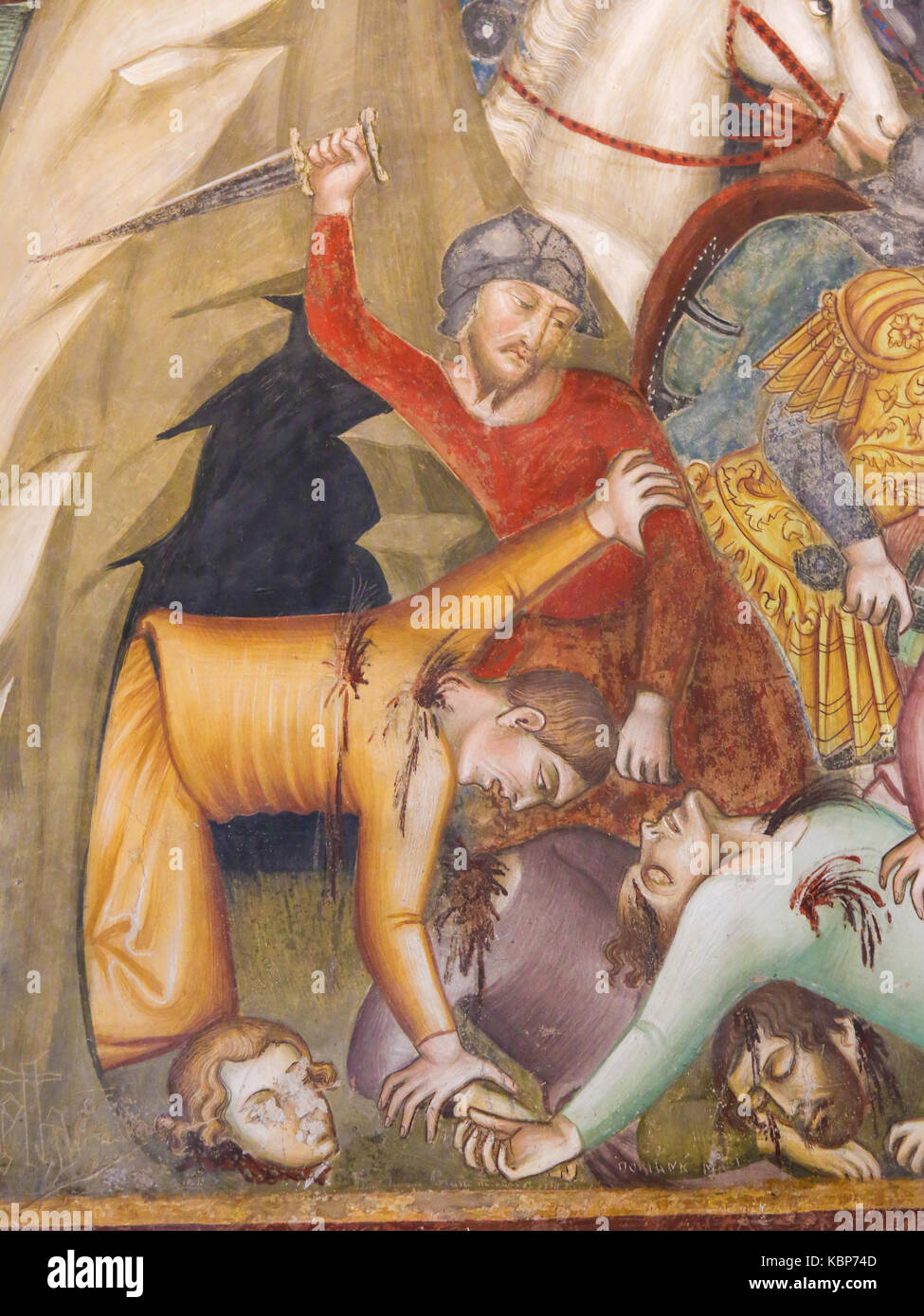 Renaissance affresco raffigurante il massacro dei figli di lavoro nella collegiata o chiesa collegiata di san gimignano, Italia. Foto Stock