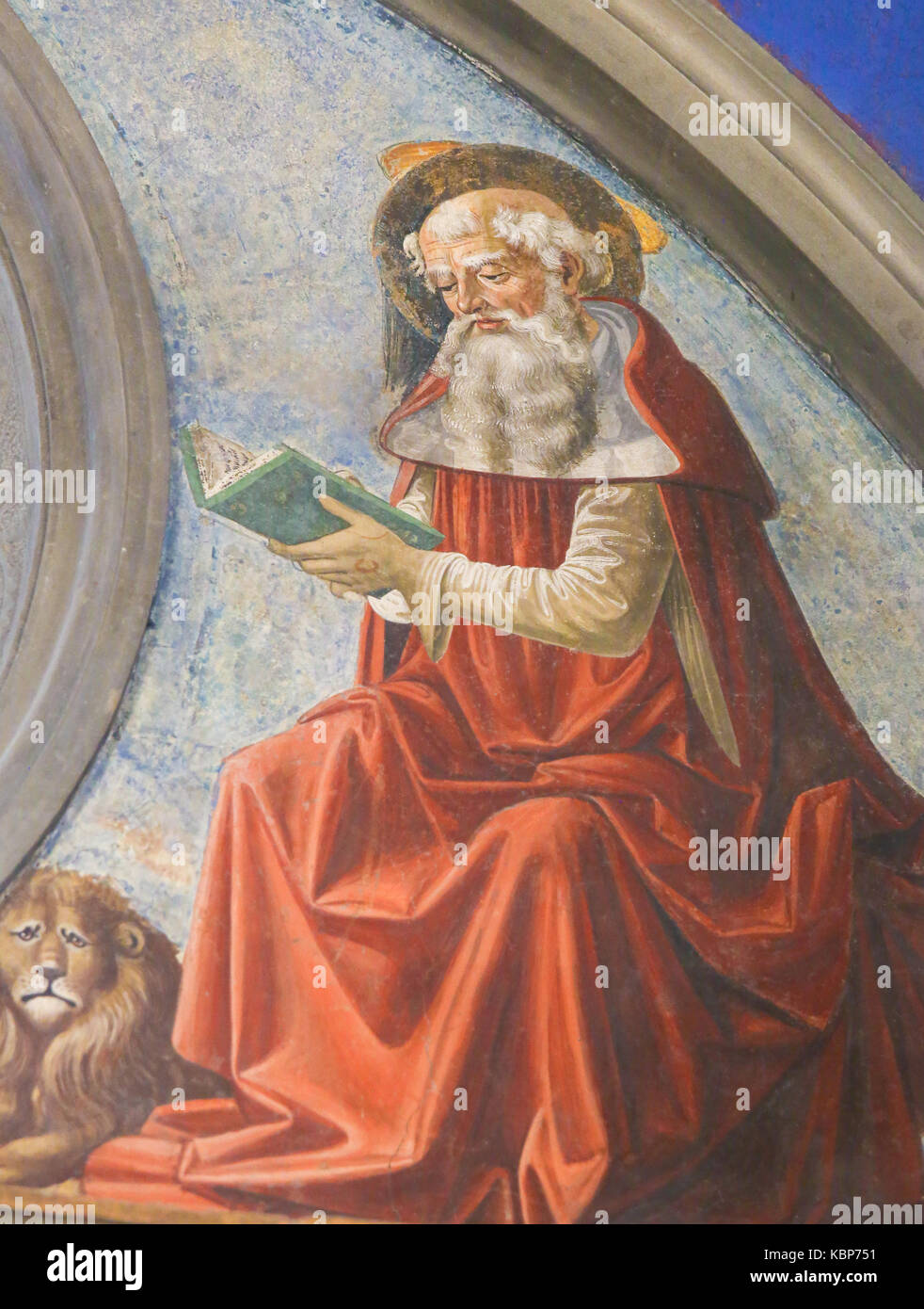 Renaissance affresco raffigurante San Girolamo nella collegiata o chiesa collegiata di san gimignano, Italia. Foto Stock