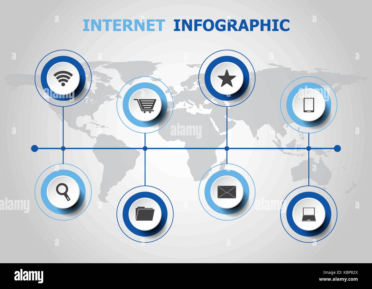 Infografico design con le icone di internet, vettore di stock Illustrazione Vettoriale
