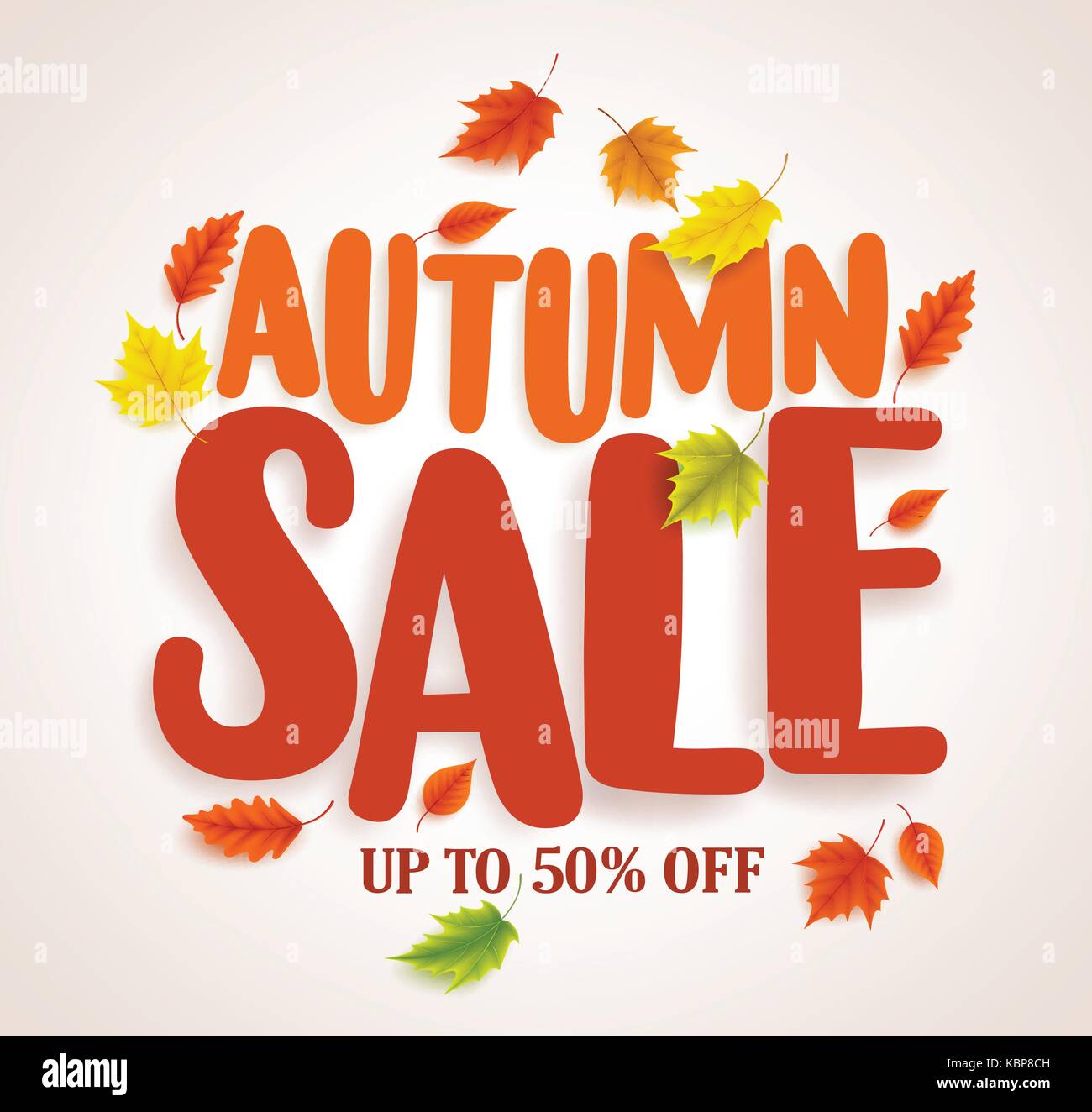 Vendita autunnale vettore design banner con foglie di acero in sfondo bianco per caduta stagione sconto negozio promozioni. illustrazione vettoriale. Illustrazione Vettoriale