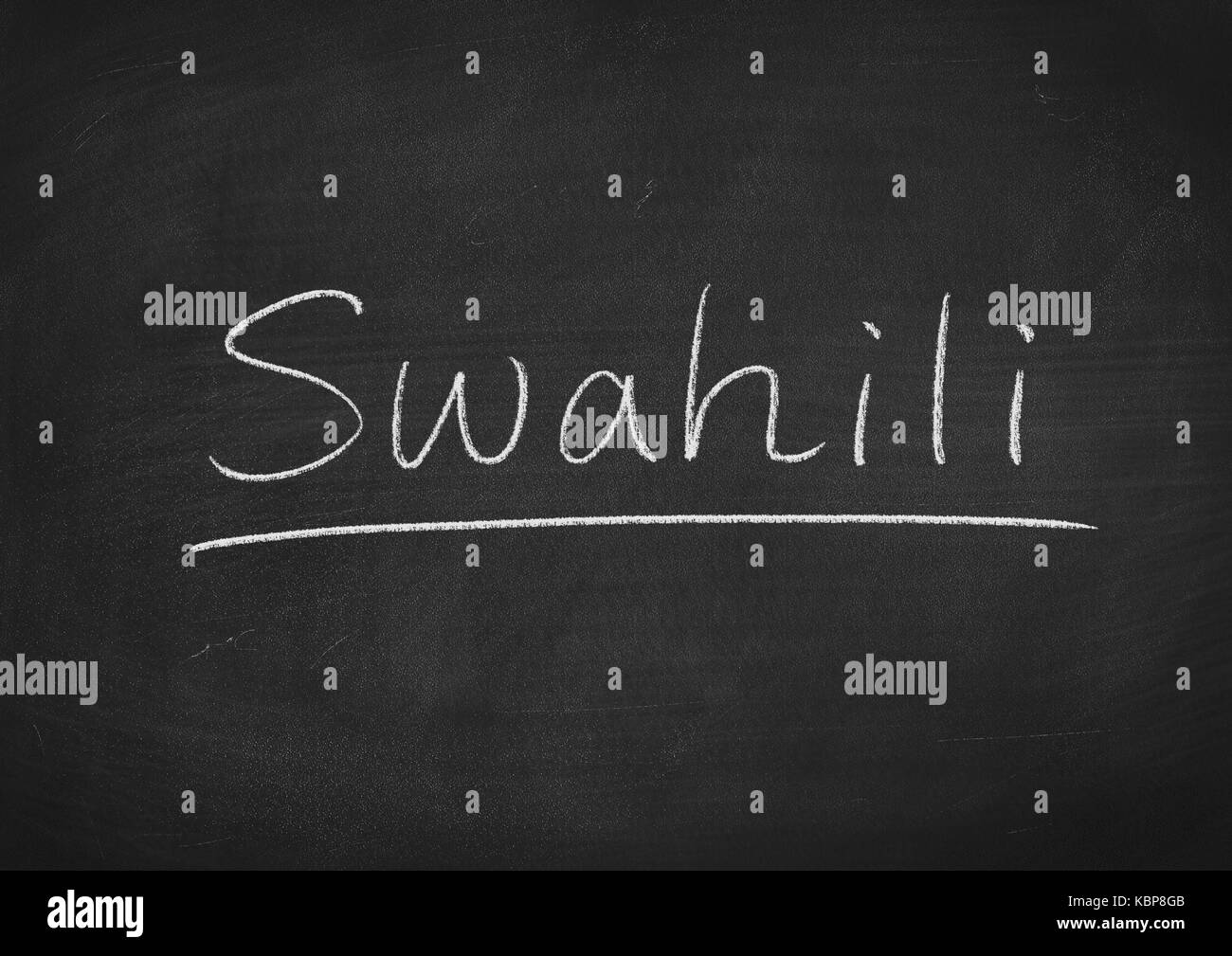 Parola swahili su un sfondo di Blackboard Foto Stock