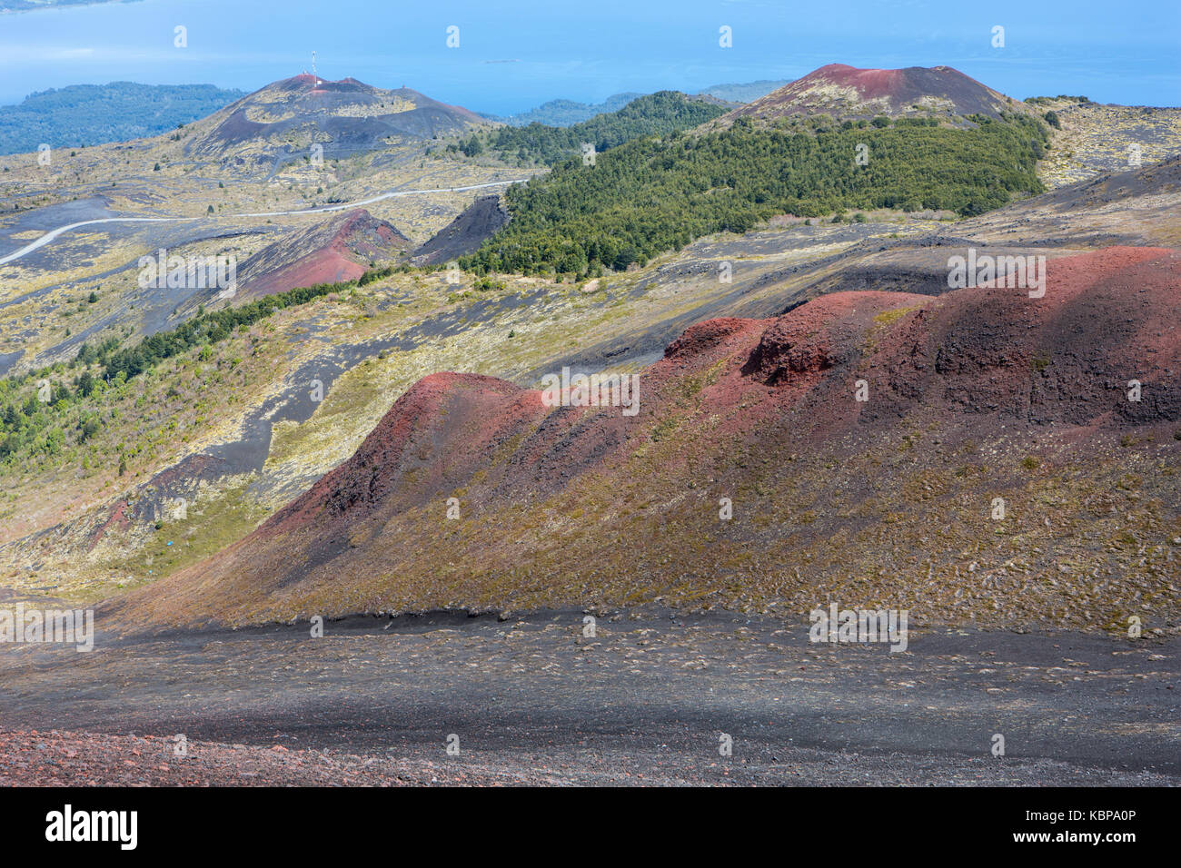 Le rocce colorate a Volcan Osorno Foto Stock