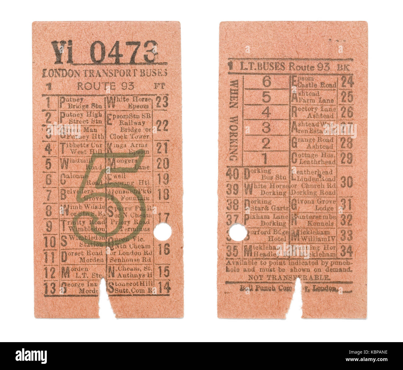 Il vecchio biglietto del bus Foto Stock