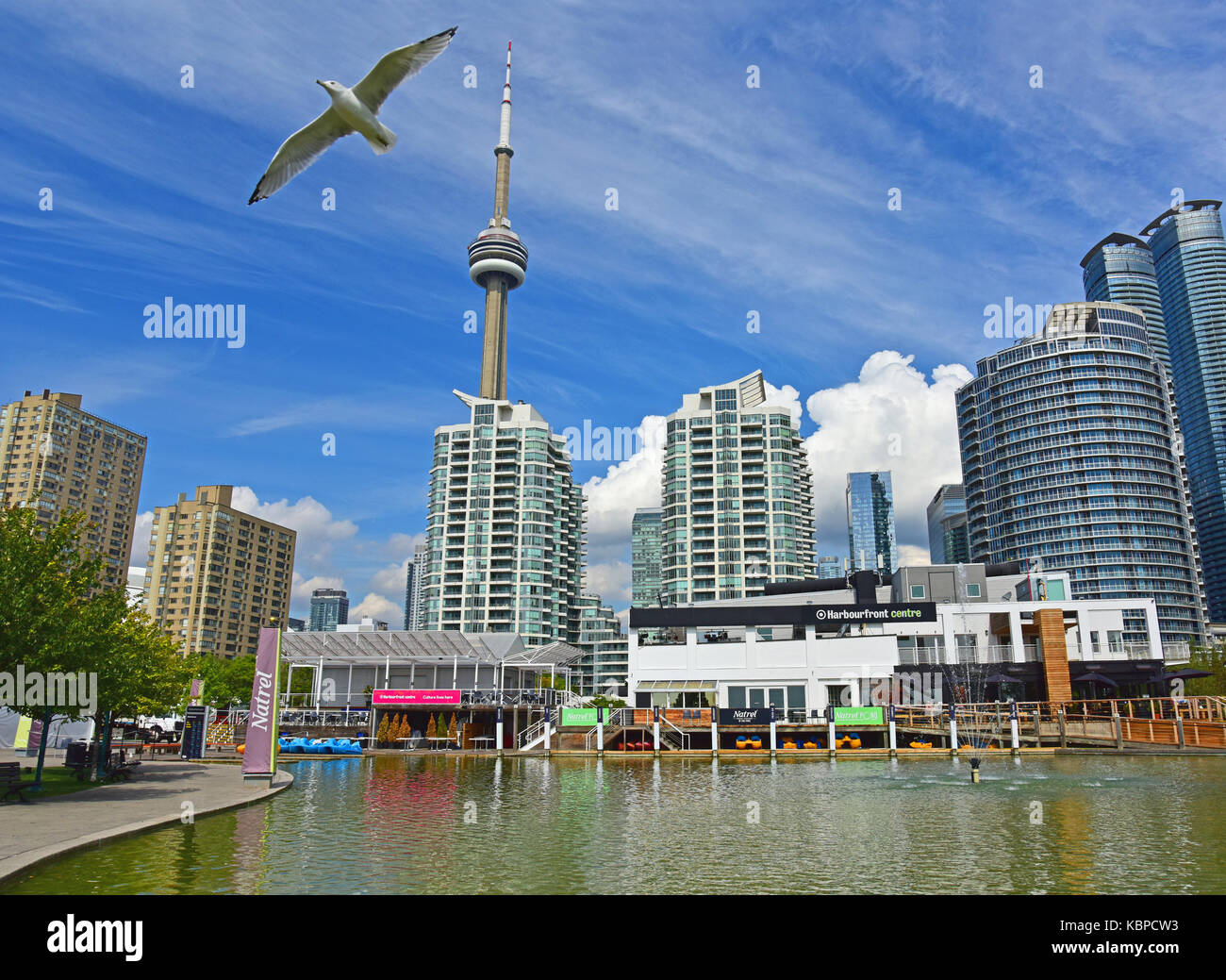 Toronto, Canada - 6 settembre 2017 - Toronto Harbour e skyline con CN tower Foto Stock