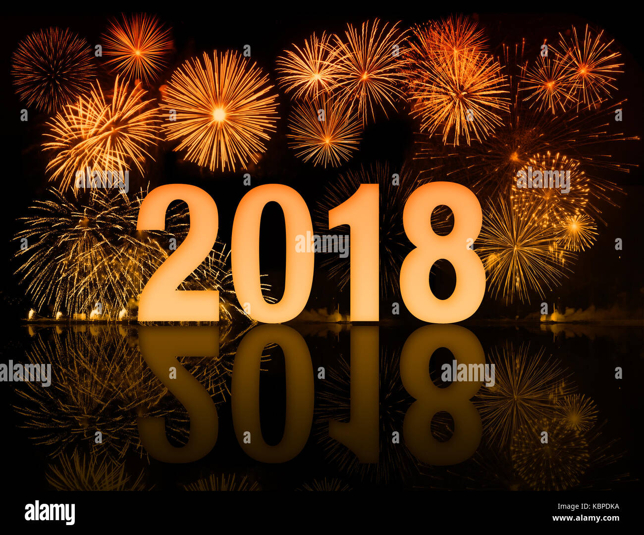 2018 felice anno nuovo fuochi d'artificio Foto Stock