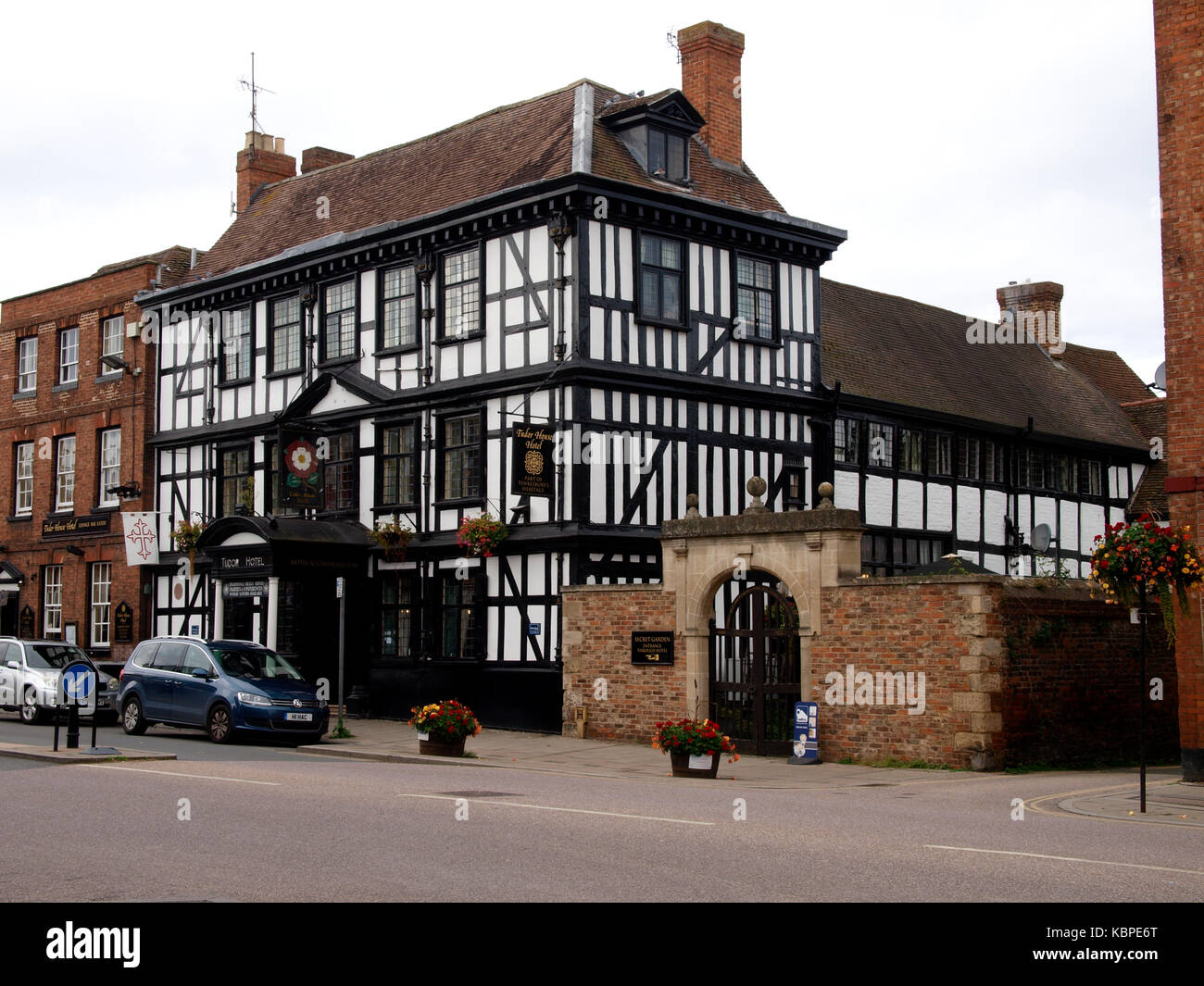La haunted xvi secolo Tudor House Hotel, Tewkesbury, Gloucestershire, Regno Unito Foto Stock