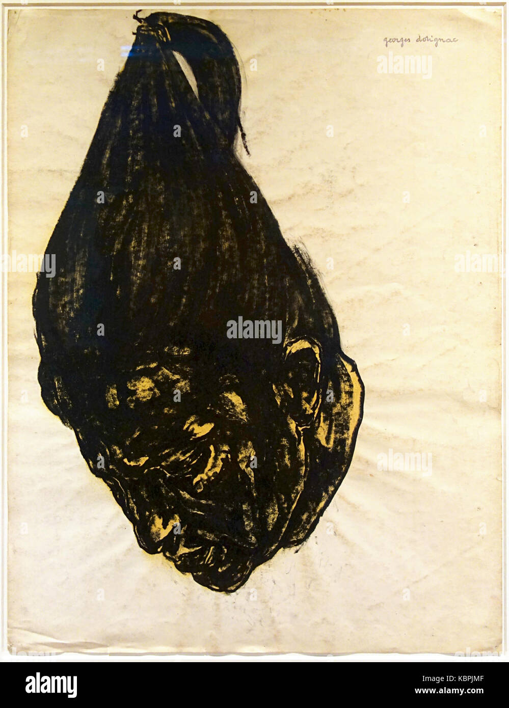 Questo è un ritratto di una donna di nome Dorignac con i capelli tirati indietro. L'opera d'arte presenta una rappresentazione dettagliata del suo volto e dell'abbigliamento, caratteristica degli stili di ritratti classici. Foto Stock